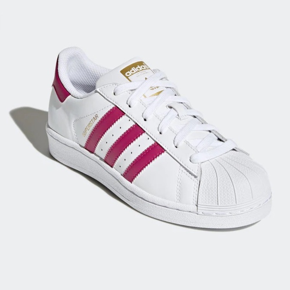 Adidas kids Superstar Foundation Juniors pink three stripes originals size 4.5